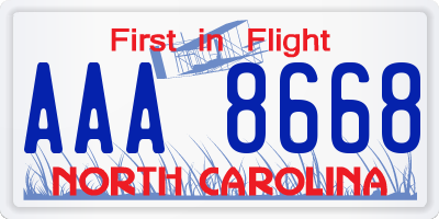 NC license plate AAA8668