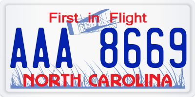 NC license plate AAA8669