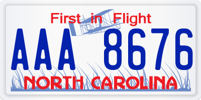 NC license plate AAA8676