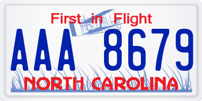 NC license plate AAA8679