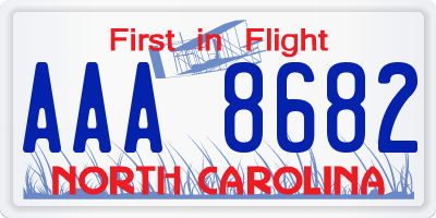 NC license plate AAA8682