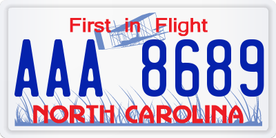 NC license plate AAA8689