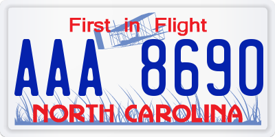 NC license plate AAA8690