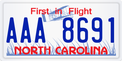 NC license plate AAA8691