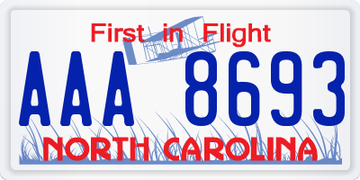 NC license plate AAA8693