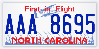 NC license plate AAA8695