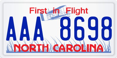 NC license plate AAA8698