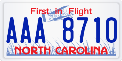 NC license plate AAA8710