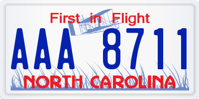 NC license plate AAA8711