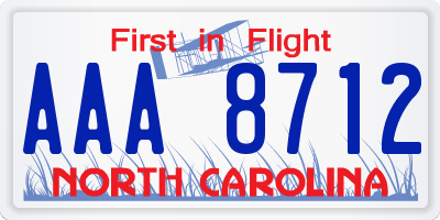 NC license plate AAA8712