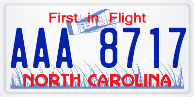 NC license plate AAA8717