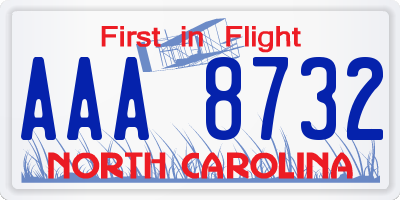 NC license plate AAA8732