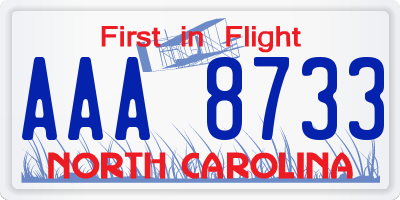 NC license plate AAA8733