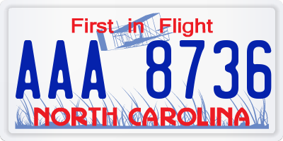 NC license plate AAA8736