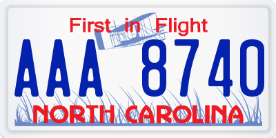 NC license plate AAA8740