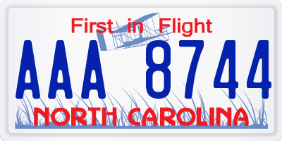 NC license plate AAA8744