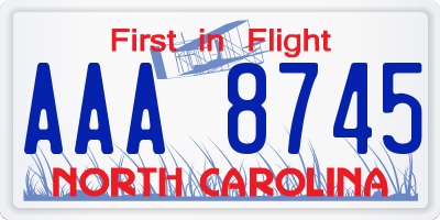 NC license plate AAA8745