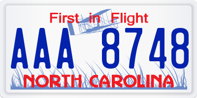 NC license plate AAA8748