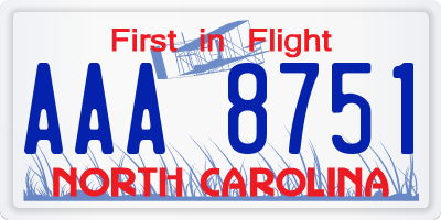 NC license plate AAA8751