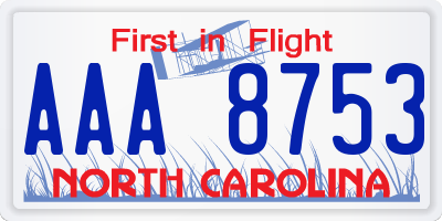 NC license plate AAA8753