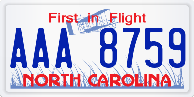 NC license plate AAA8759