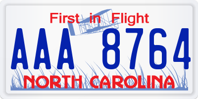 NC license plate AAA8764