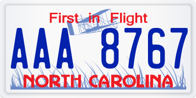 NC license plate AAA8767