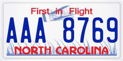 NC license plate AAA8769