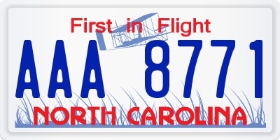 NC license plate AAA8771