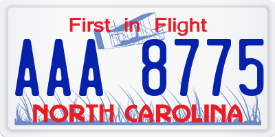 NC license plate AAA8775