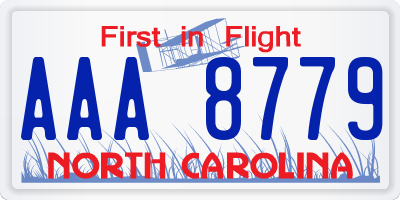 NC license plate AAA8779