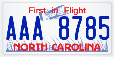 NC license plate AAA8785