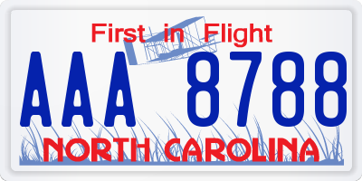 NC license plate AAA8788