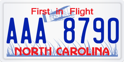 NC license plate AAA8790