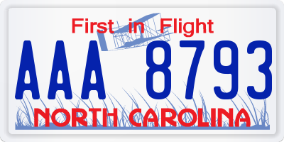 NC license plate AAA8793