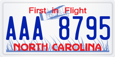 NC license plate AAA8795