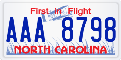 NC license plate AAA8798