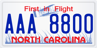 NC license plate AAA8800