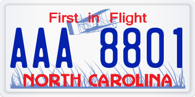 NC license plate AAA8801