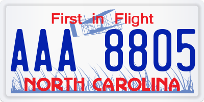 NC license plate AAA8805