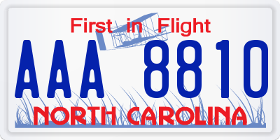 NC license plate AAA8810