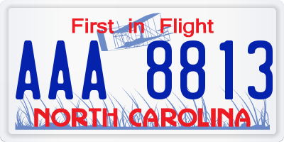 NC license plate AAA8813