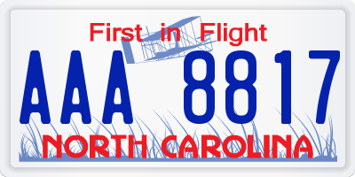 NC license plate AAA8817