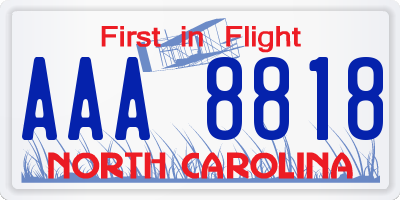 NC license plate AAA8818