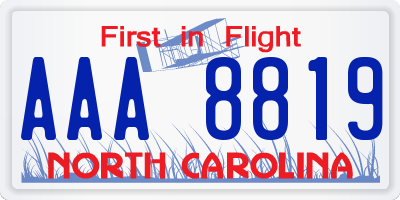 NC license plate AAA8819