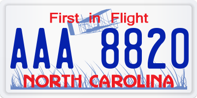 NC license plate AAA8820