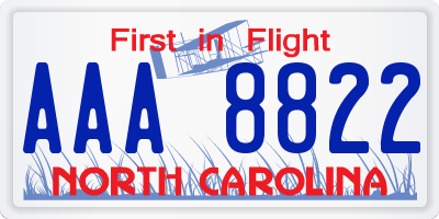 NC license plate AAA8822