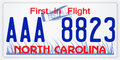 NC license plate AAA8823