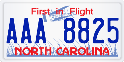 NC license plate AAA8825