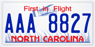 NC license plate AAA8827